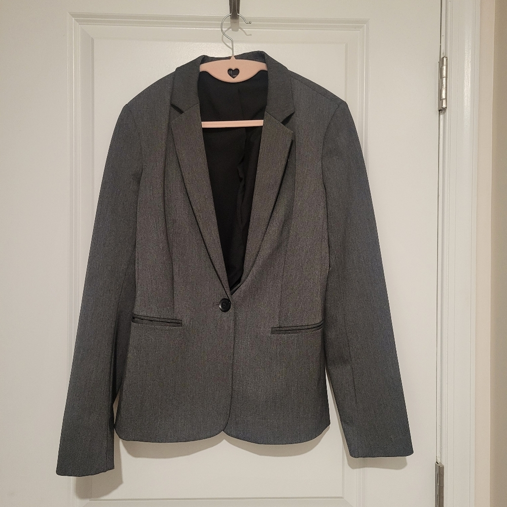 Express Editor One Button Blazer in Heather Gray
